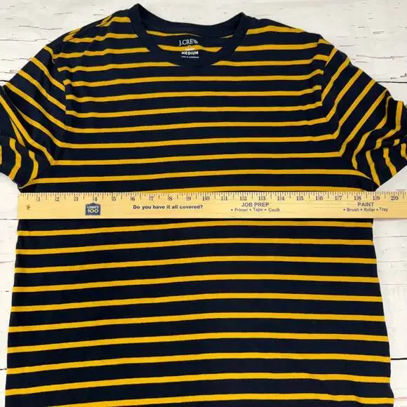 J.Crew Re-Imagined Navy Yellow Striped Long Sleeve Top Size M - Picture 8 of 8